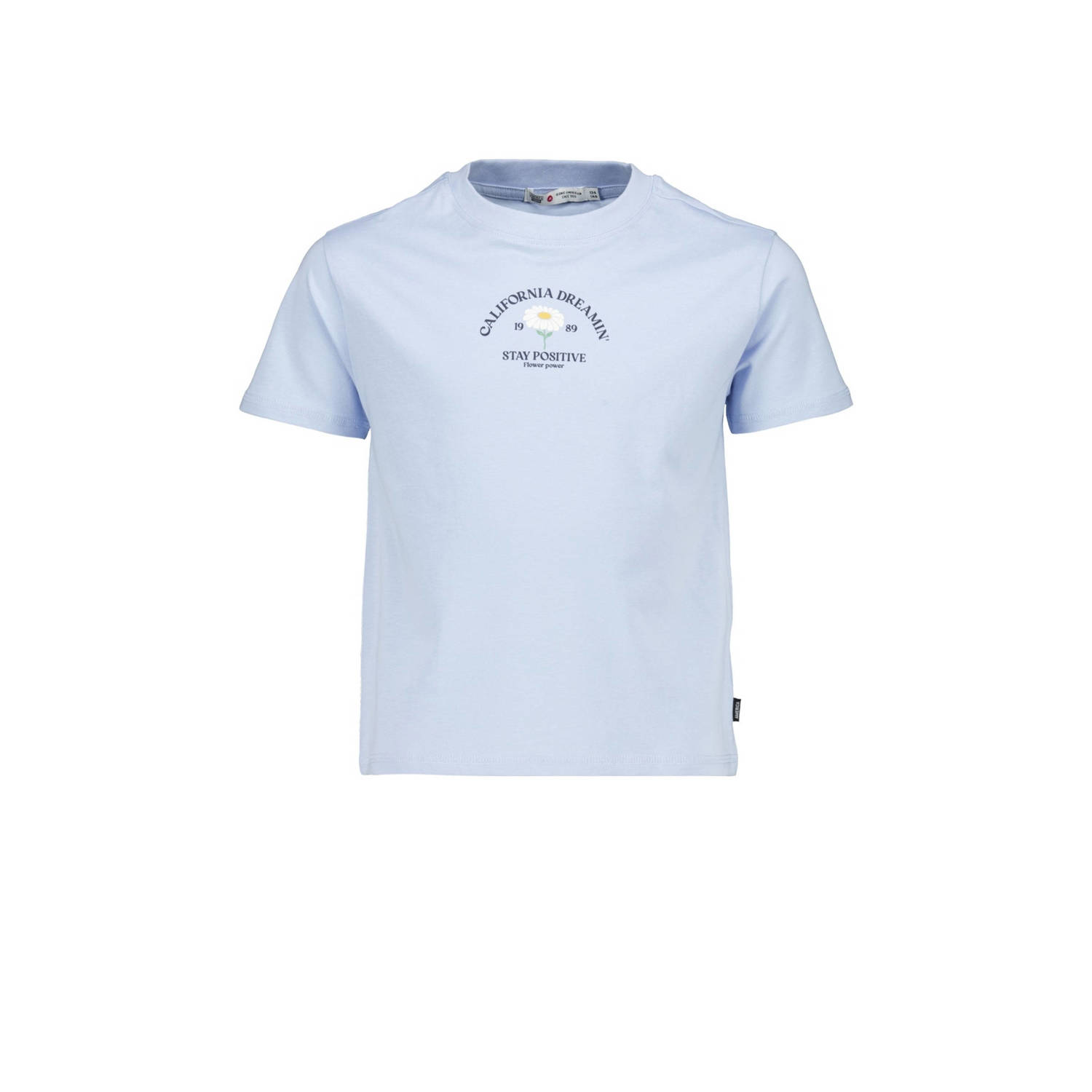 America Today T-shirt met printopdruk lichtblauw Meisjes Biologisch katoen Ronde hals 158 164