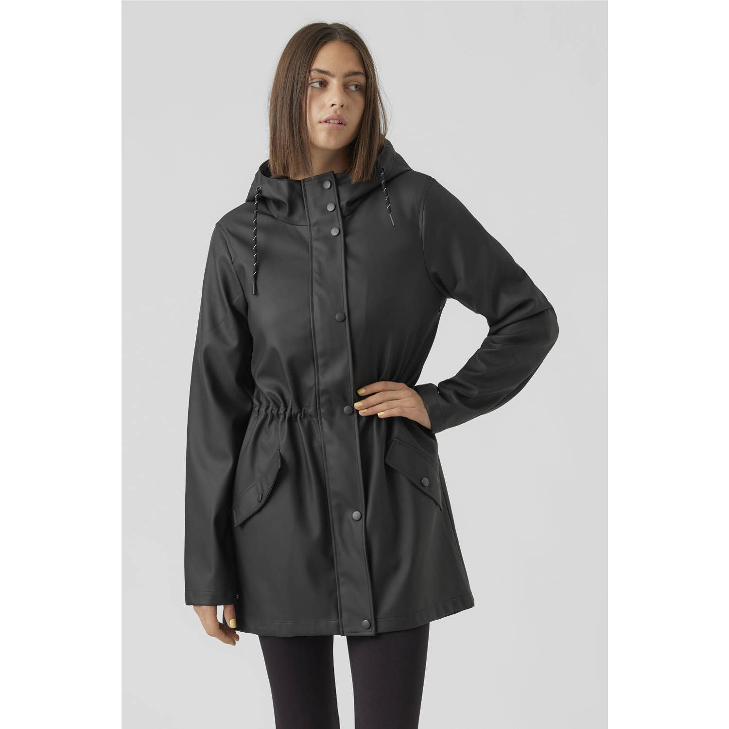 VERO MODA coated tall jas VMMALOU zwart
