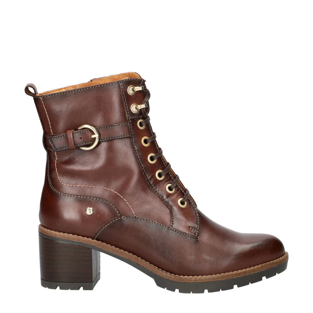 Bruine dames Pikolinos Llanes leren veterboots met rits- en vetersluiting