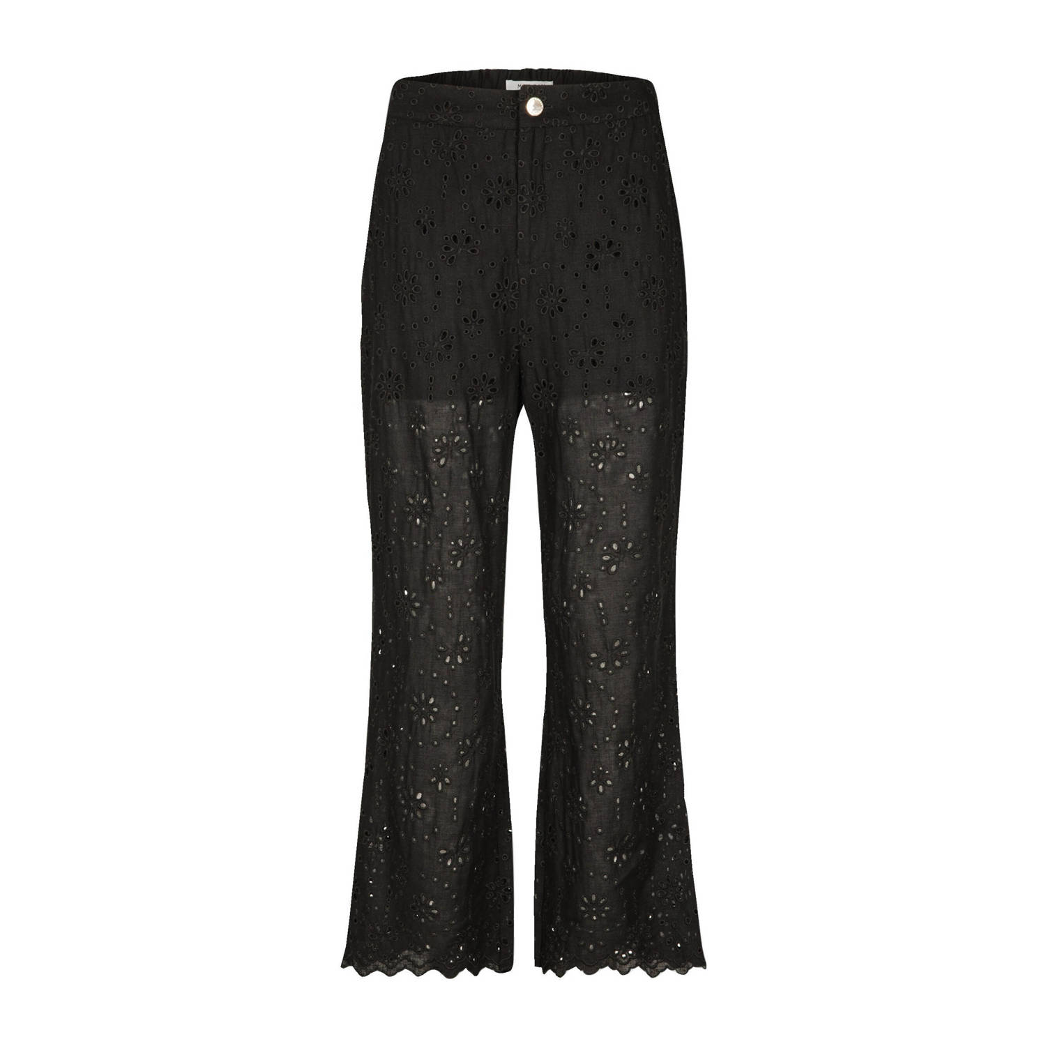 Morgan cropped high waist straight fit broek zwart