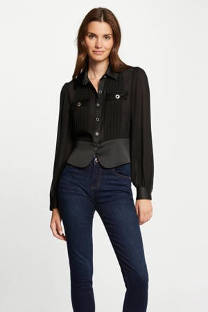 semi-transparante blouse zwart