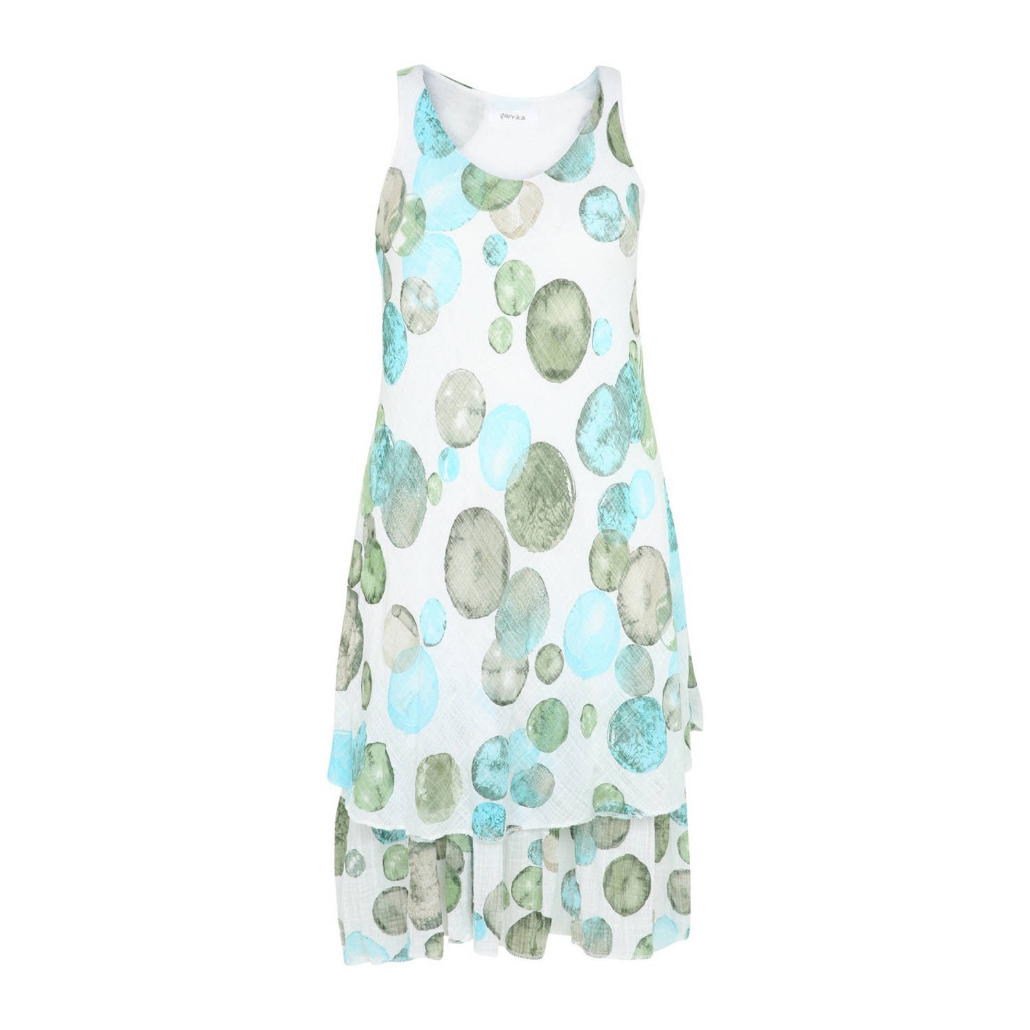 Paprika jurk met all over print mintgroen wit blauw