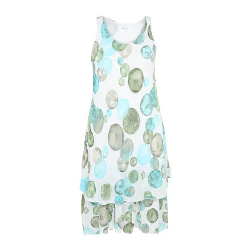 Paprika jurk met all over print mintgroen/wit/blauw