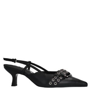 leren slingback pumps zwart