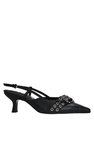 leren slingback pumps zwart