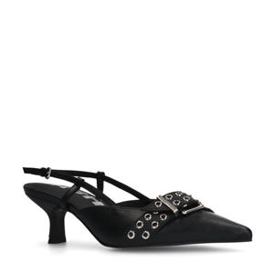 leren slingback pumps zwart