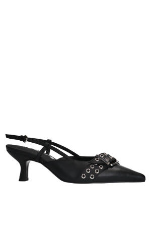 leren slingback pumps zwart