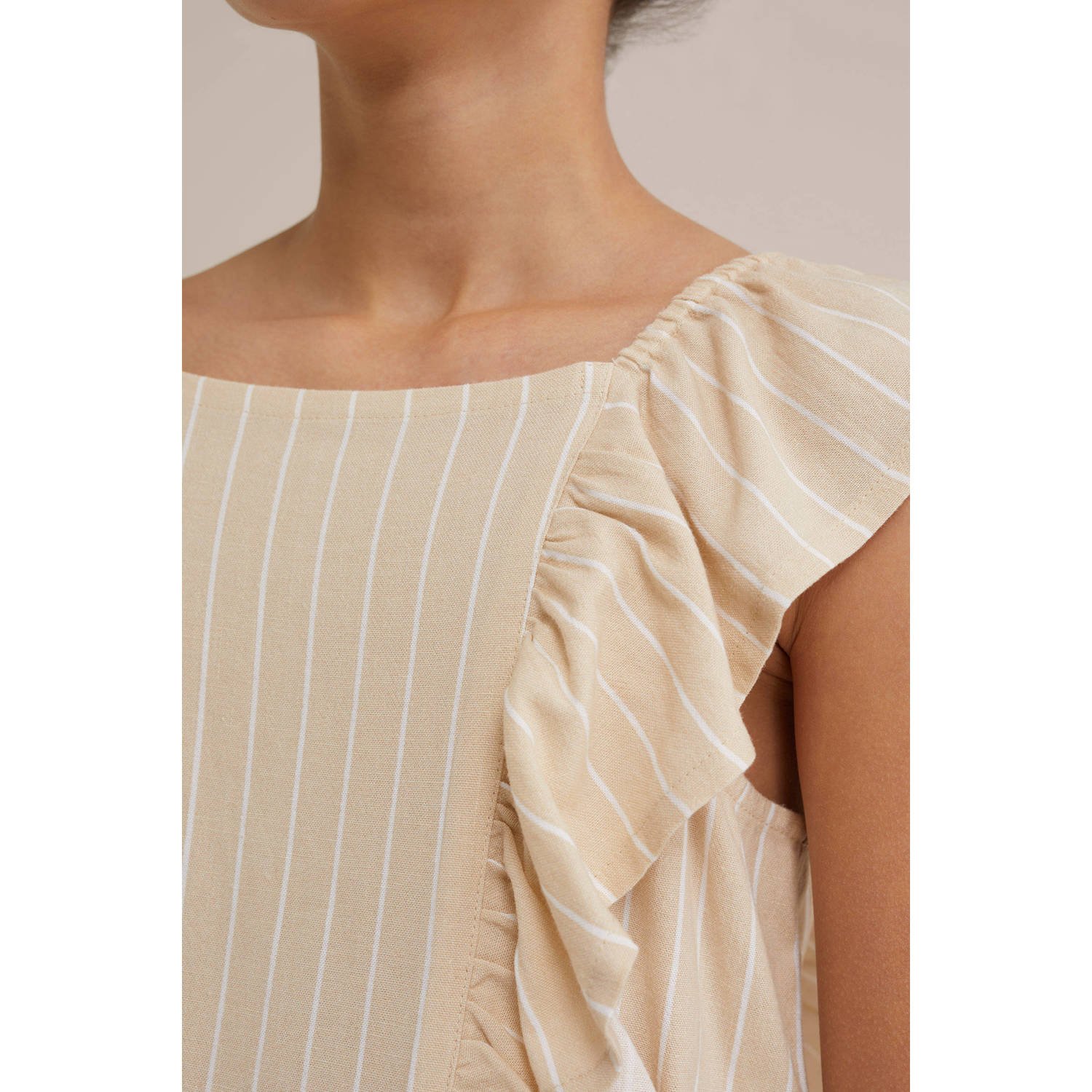 WE Fashion gestreepte playsuit beige