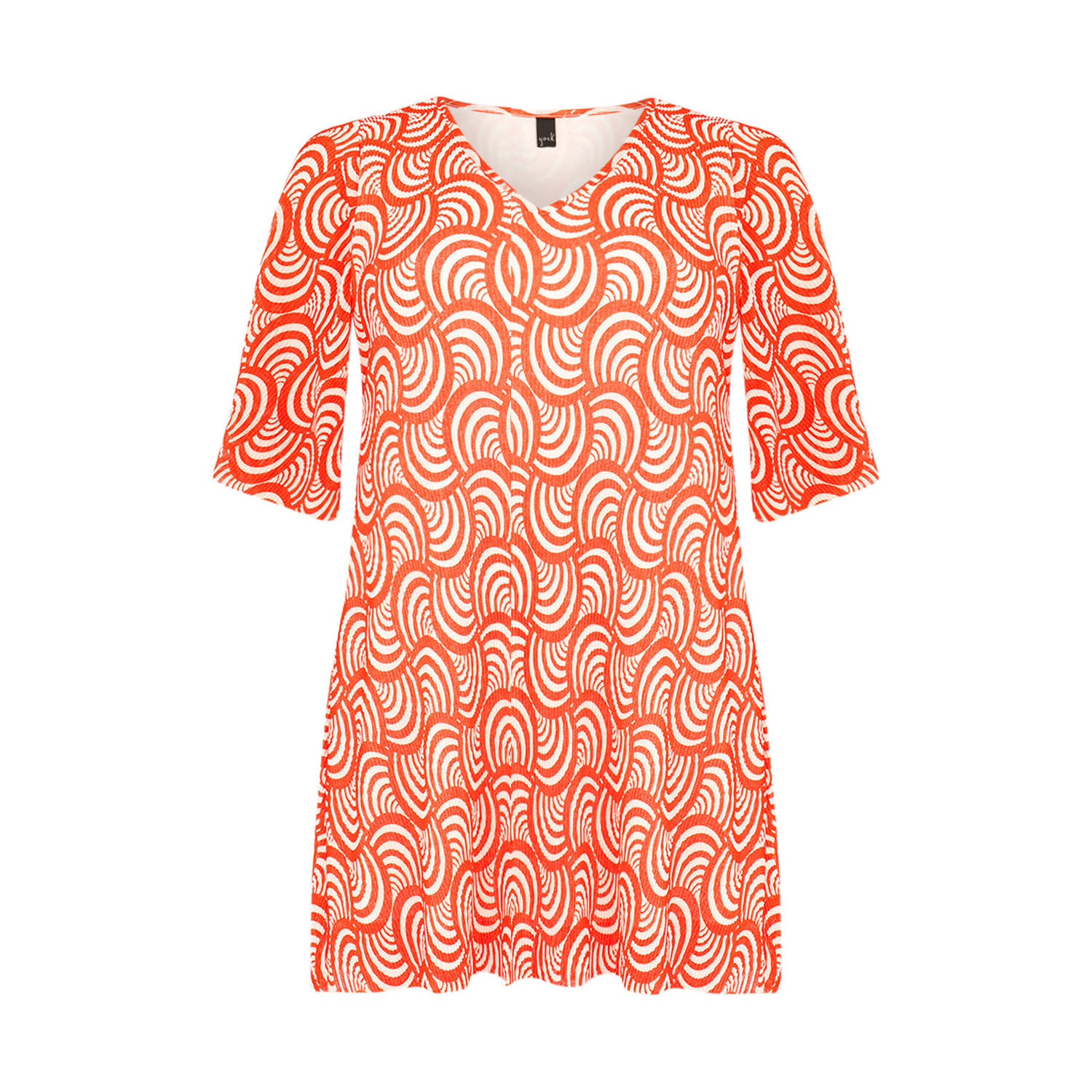 Yoek tuniek met all over print oranje wit