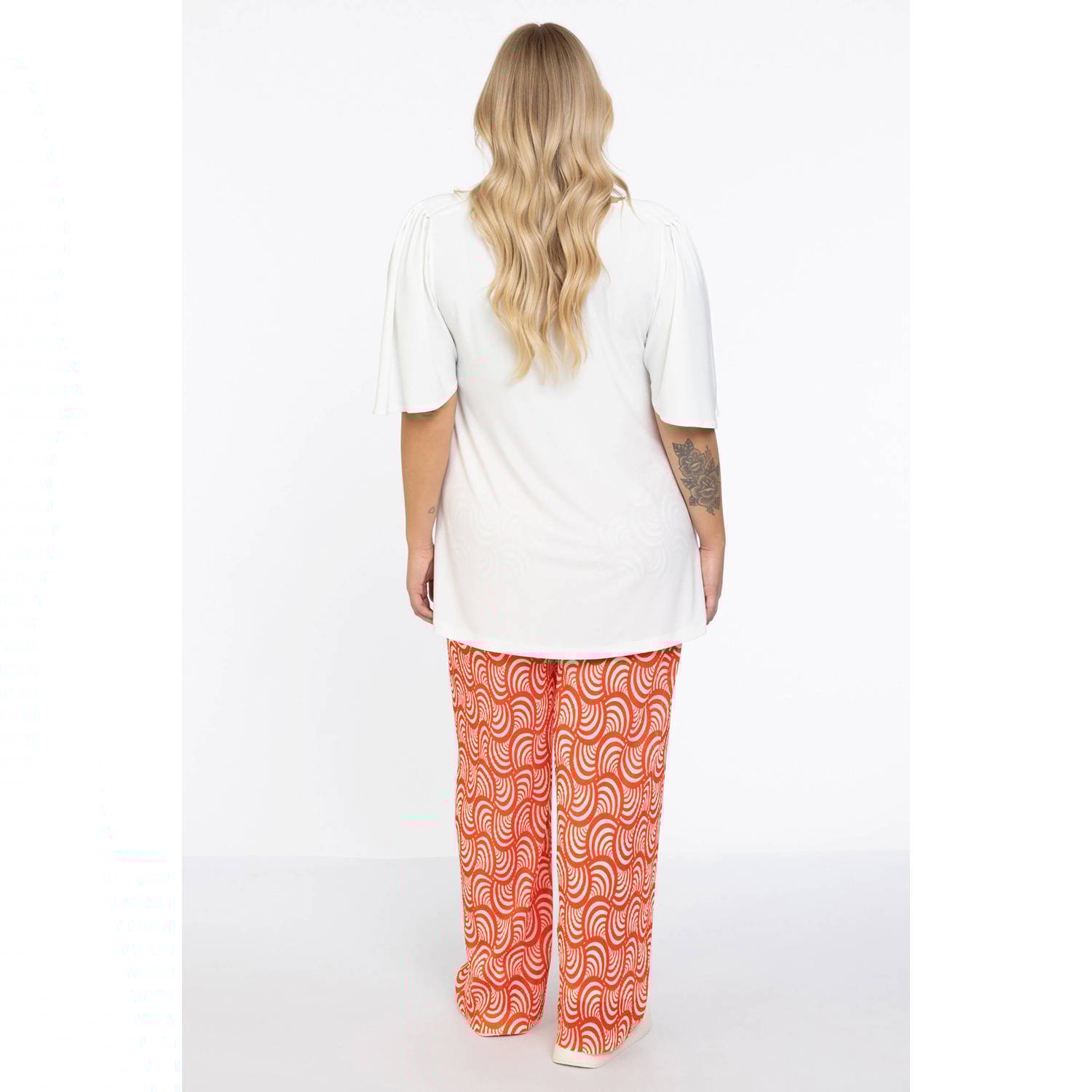YOEK loose fit broek met all over print oranje