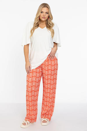 loose fit broek met all over print oranje