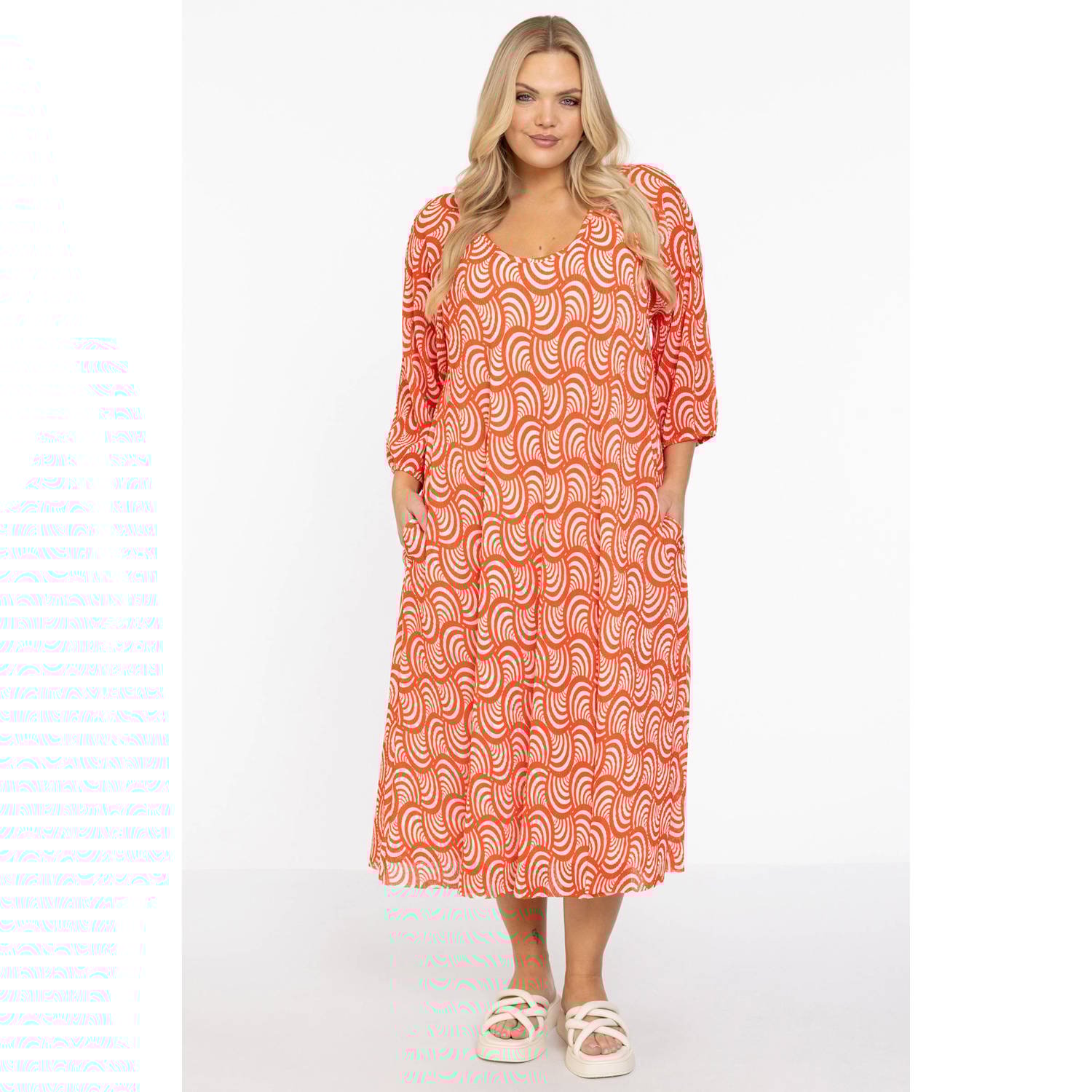 YOEK jurk met all over print oranje