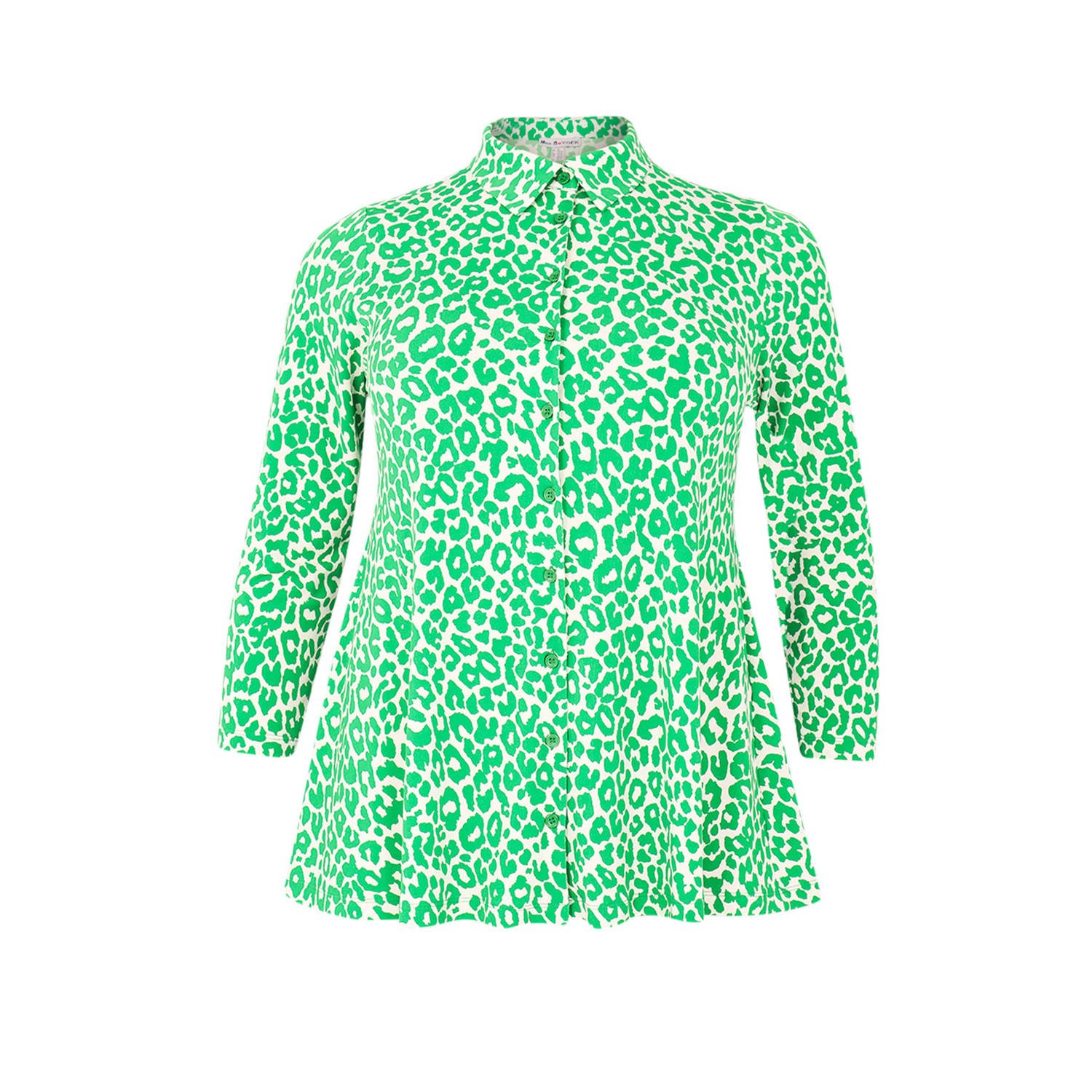 Yoek blouse met dierenprint groen