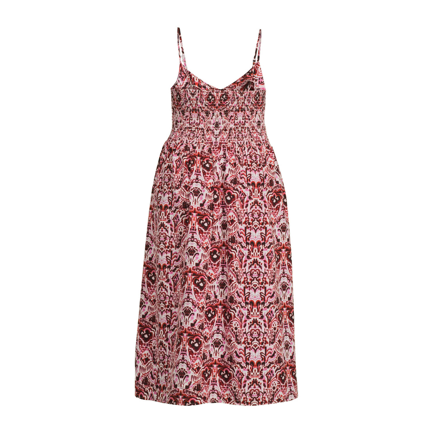 ONLY CARMAKOMA jurk CARNOLANA met all over print roze rood ecru Kledingwinkel