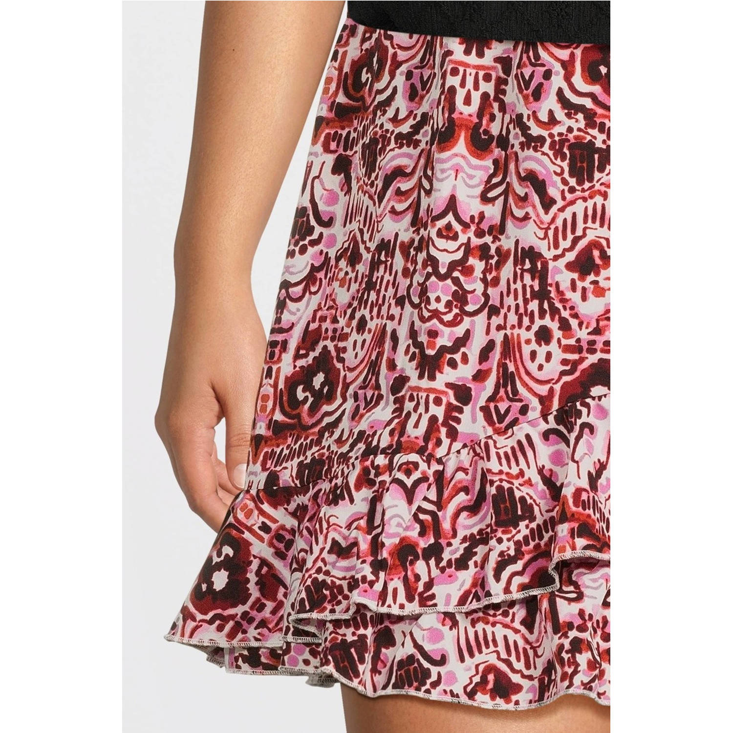 ONLY CARMAKOMA skort CARNORINE met all over print en ruches roze rood ecru