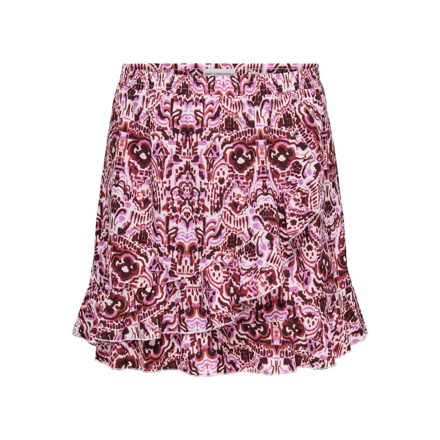 ONLY CARMAKOMA skort CARNORINE met all over print en ruches roze rood ecru