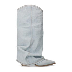 denim cowboylaarzen met flap blauw