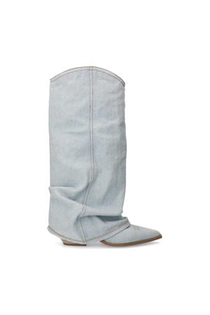 denim cowboylaarzen met flap blauw