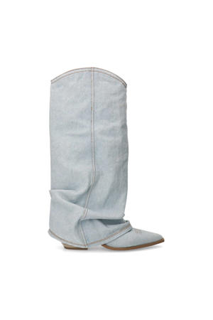 denim cowboylaarzen met flap blauw