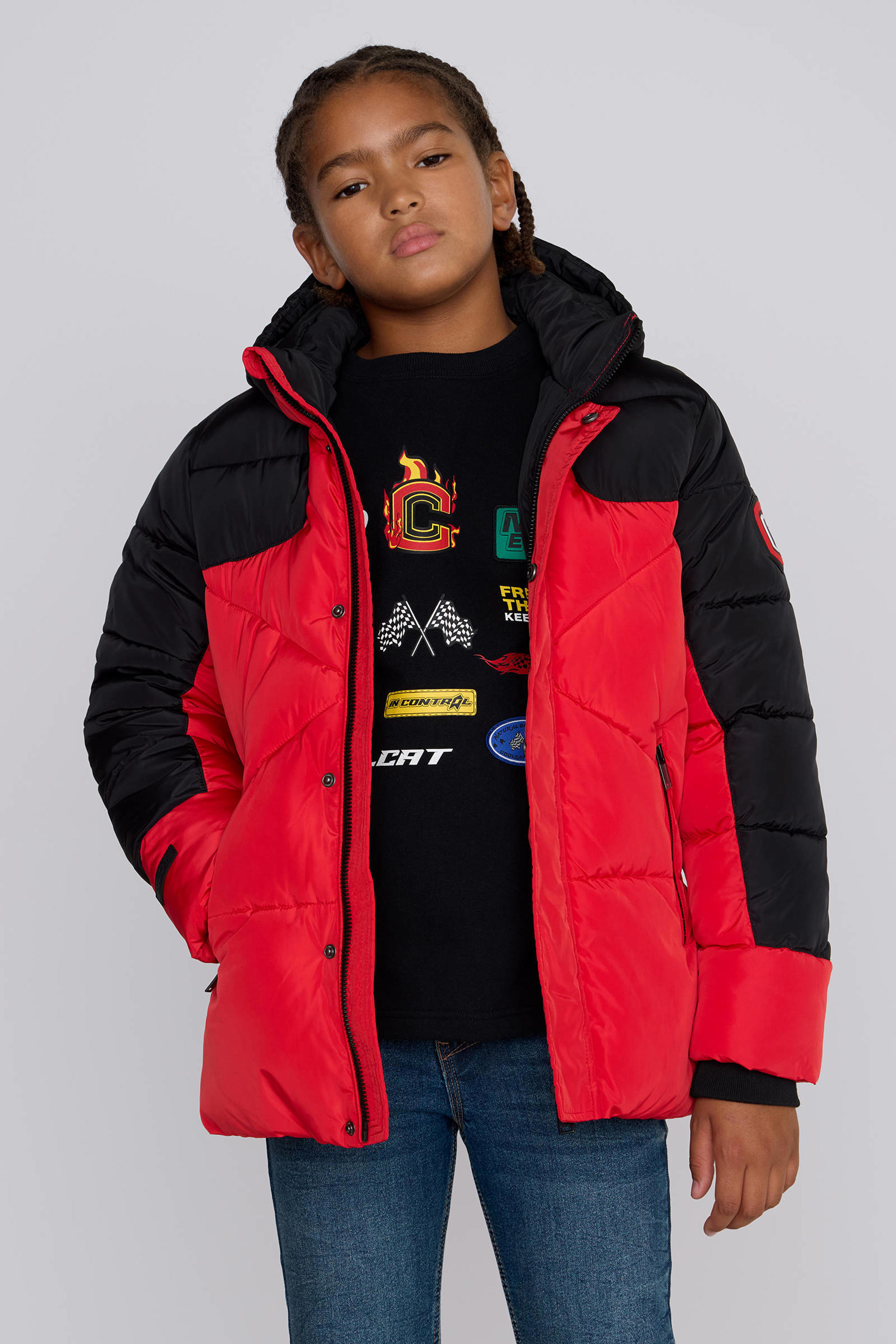 Coolcat Puffer Winterjas Josh Colourblock Rood | wehkamp