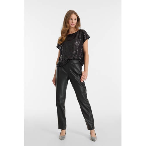 anytime imitatieleren jogger zwart afbeelding