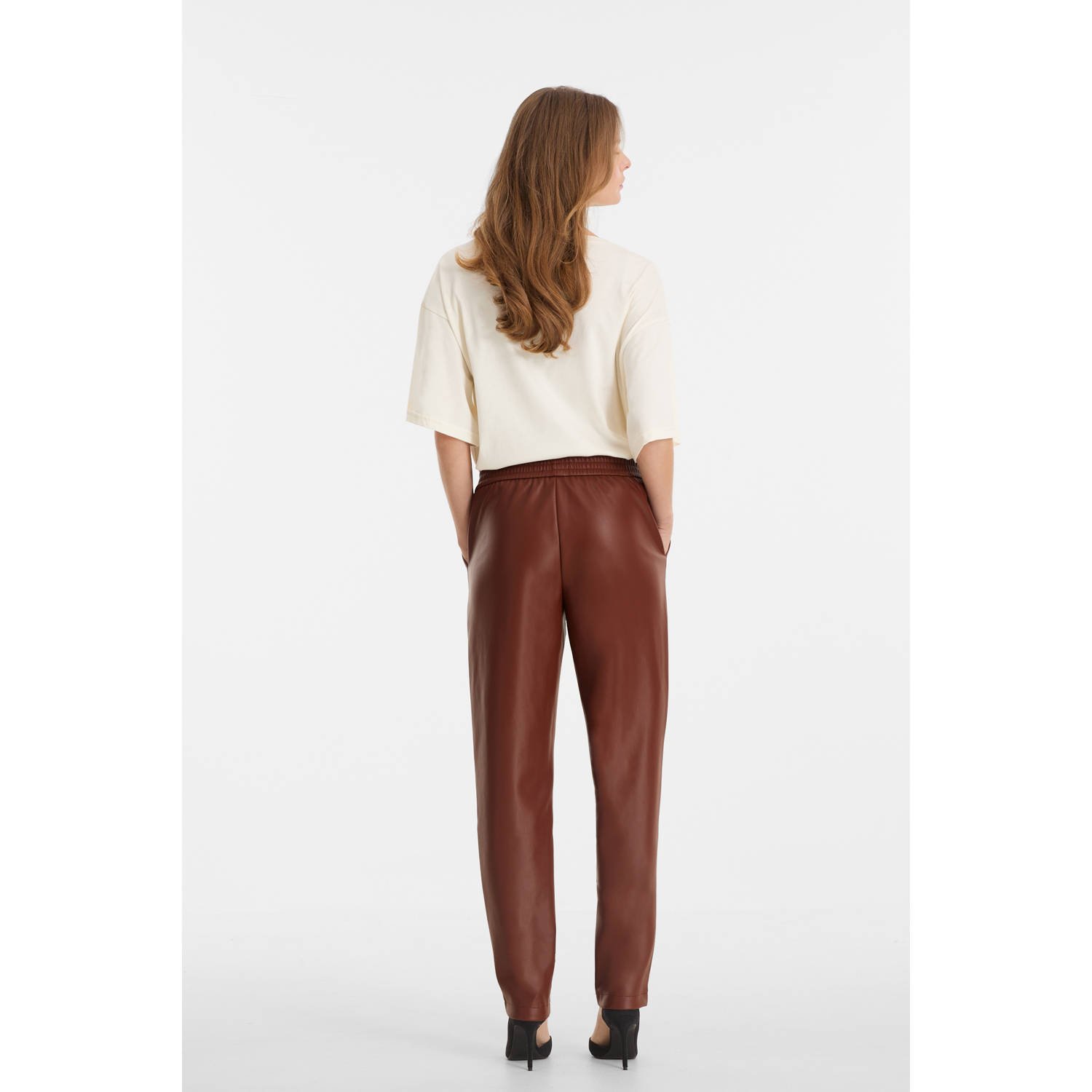 anytime PU jogger roodbruin