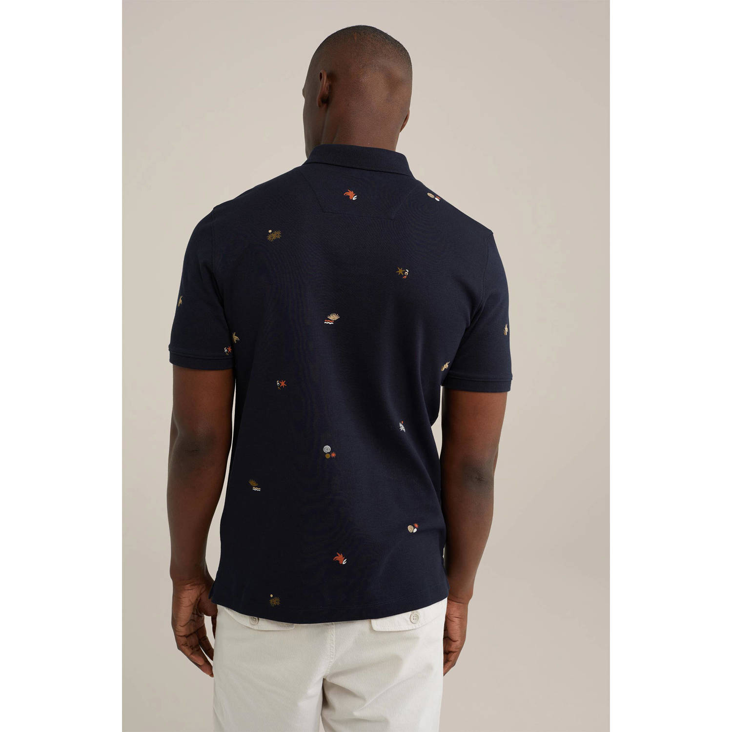 WE Fashion polo met all over print heavy blue