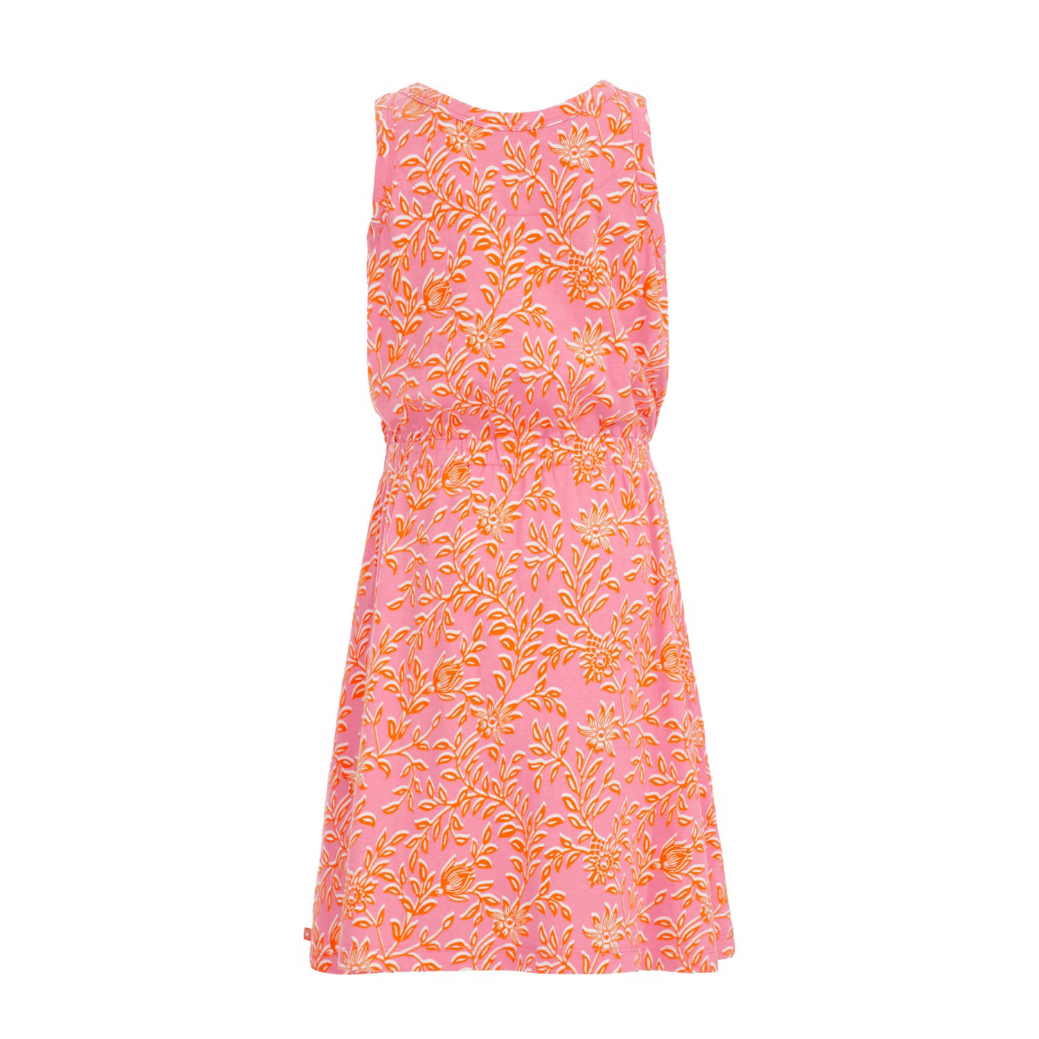 WE Fashion jurk met all over print roze oranje