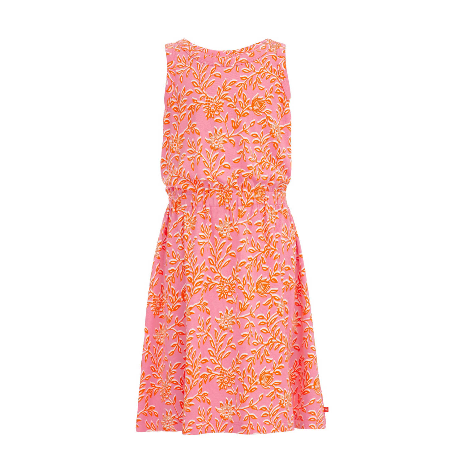 WE Fashion jurk met all over print roze oranje