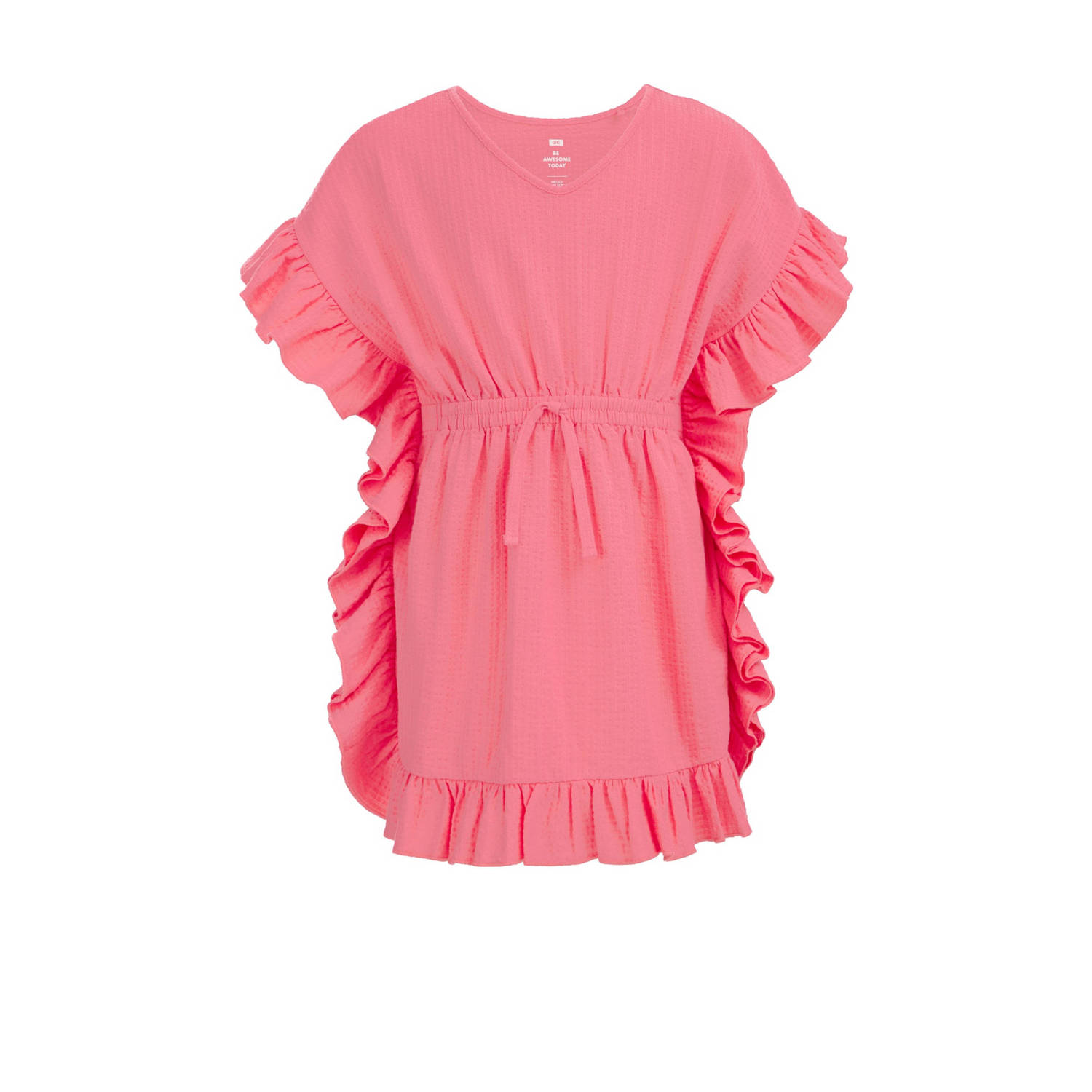 WE Fashion jurk roze Meisjes Katoen V-hals Effen S