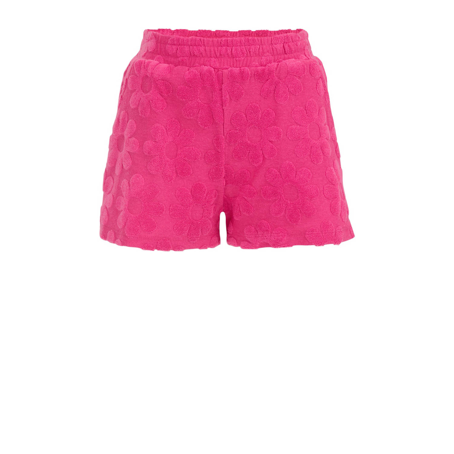 WE Fashion gebloemde sweatshort intense pink Korte broek Roze Meisjes Katoen 158 164