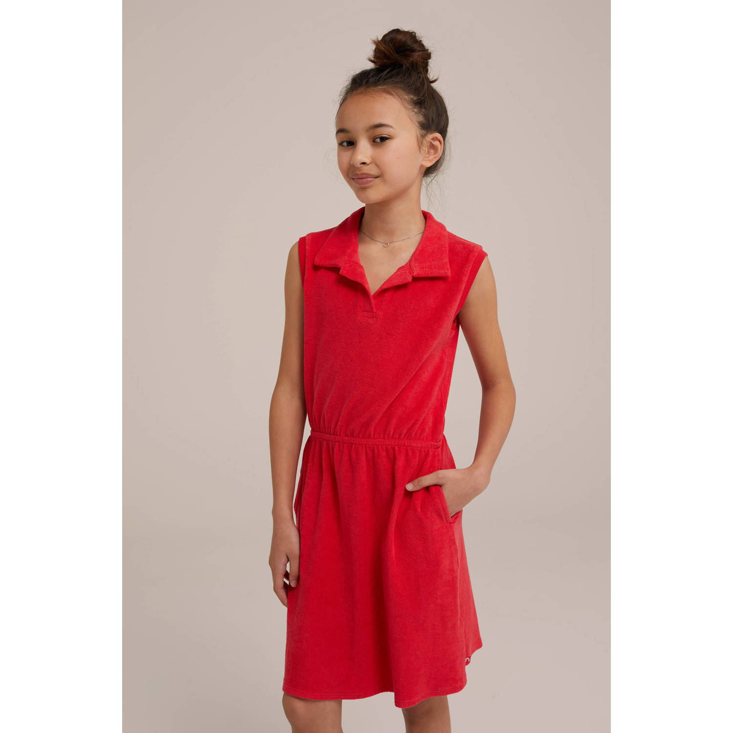 WE Fashion badstof jurk lichtroze