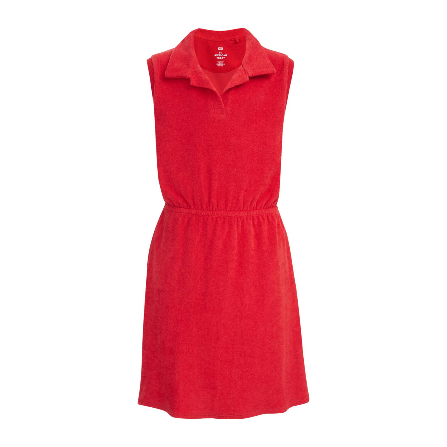 WE Fashion badstof jurk lichtroze Rood Effen 92 | Jurk van