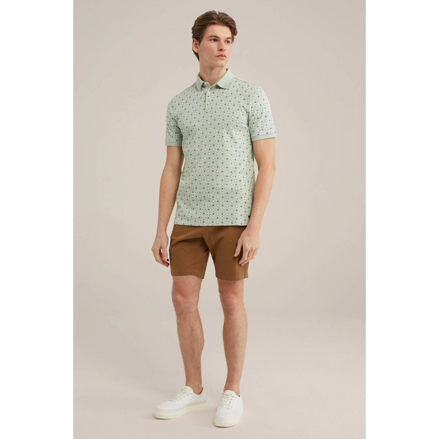 WE Fashion polo met all over print dusty moss