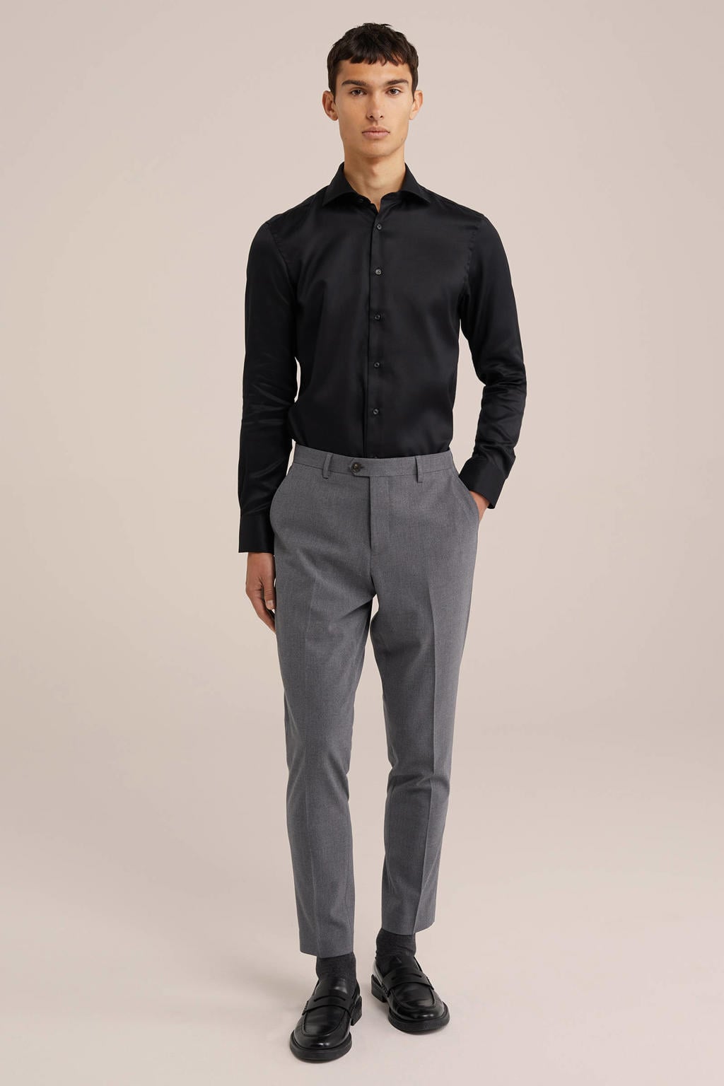 WE Fashion slim fit overhemd black