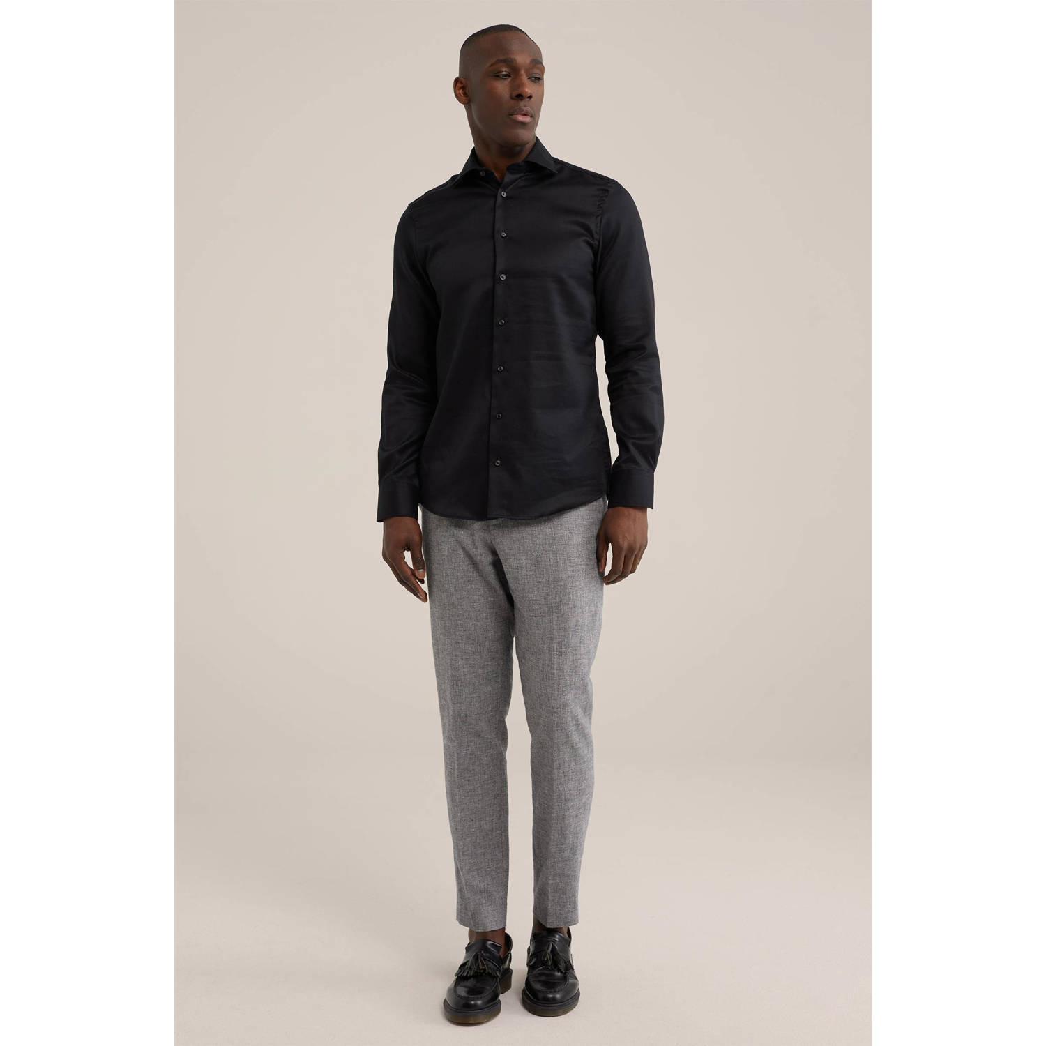 WE Fashion slim fit overhemd black