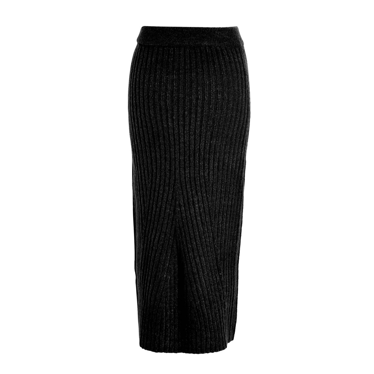 anytime rib gebreide rok zwart