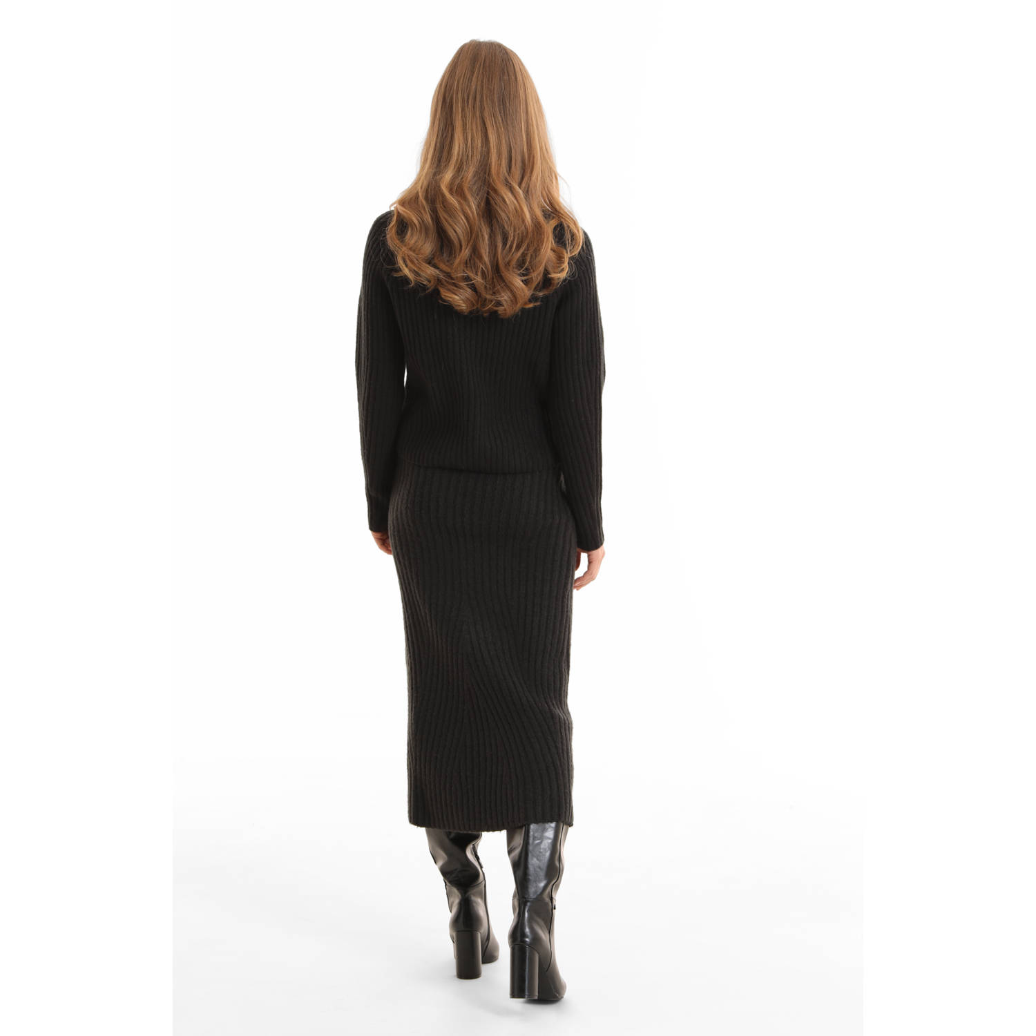anytime rib gebreide rok zwart