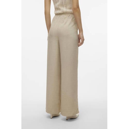 VERO MODA high waist wide leg broek VMMELANEY zand afbeelding