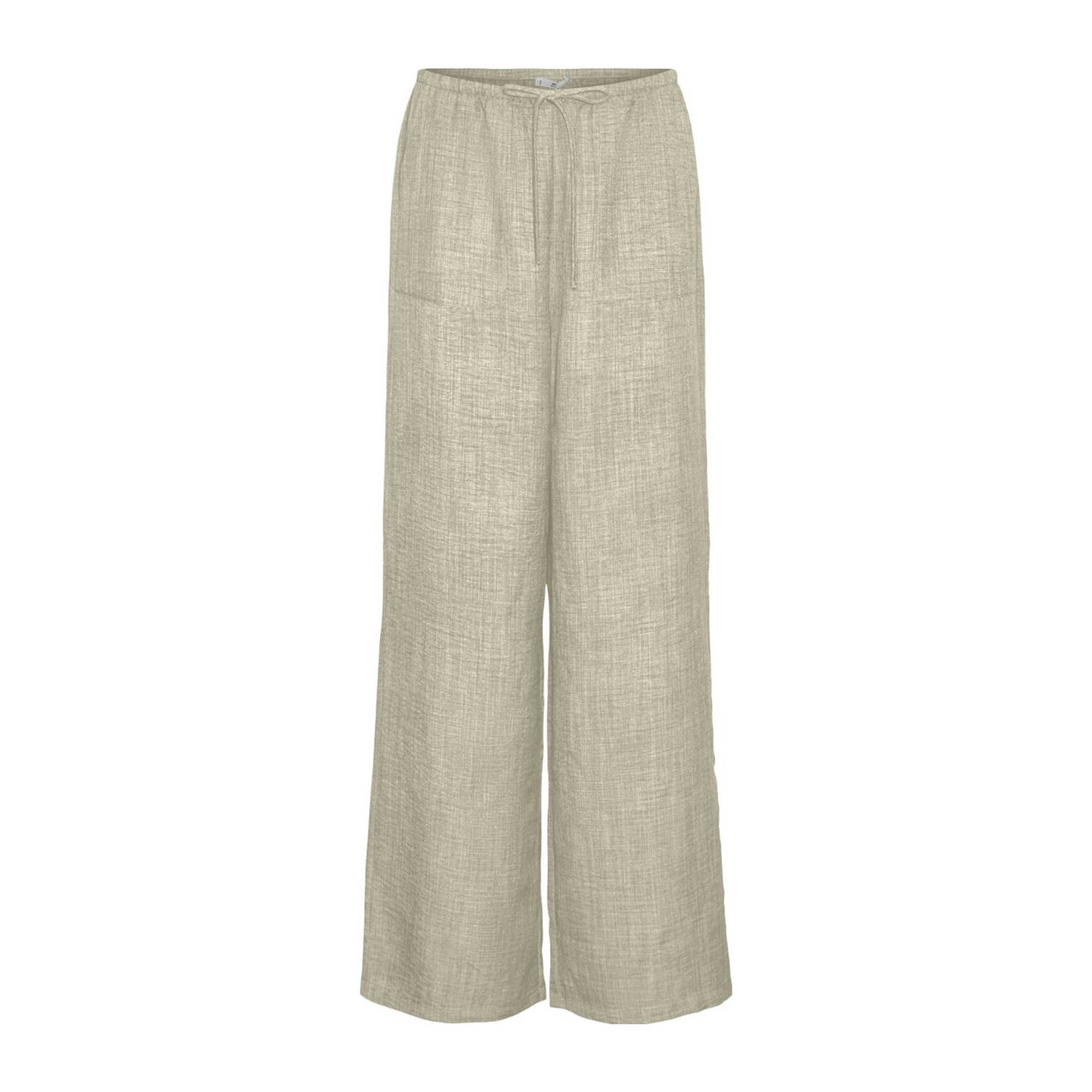 VERO MODA high waist wide leg broek VMMELANEY zand