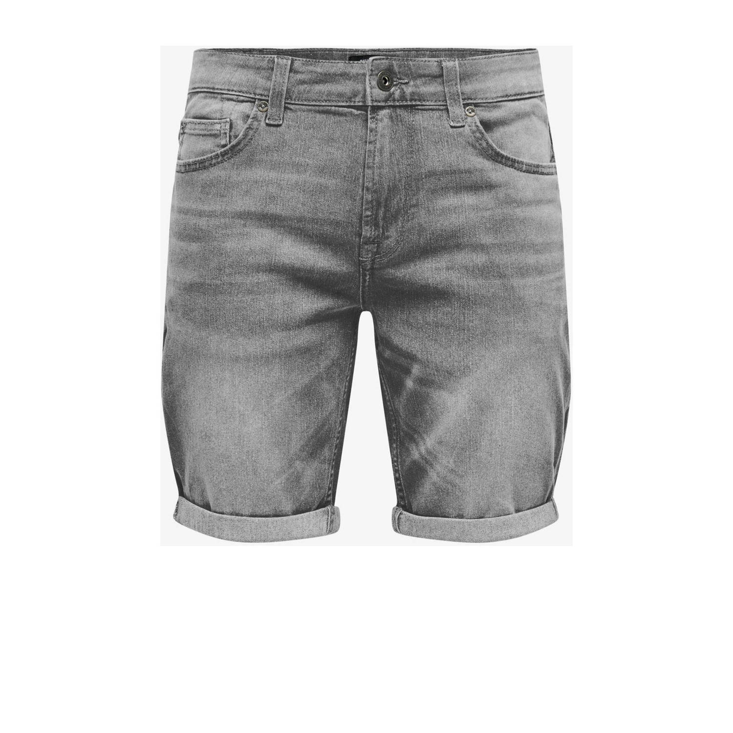 ONLY & SONS slim fit short ONSPLY grijs 9425