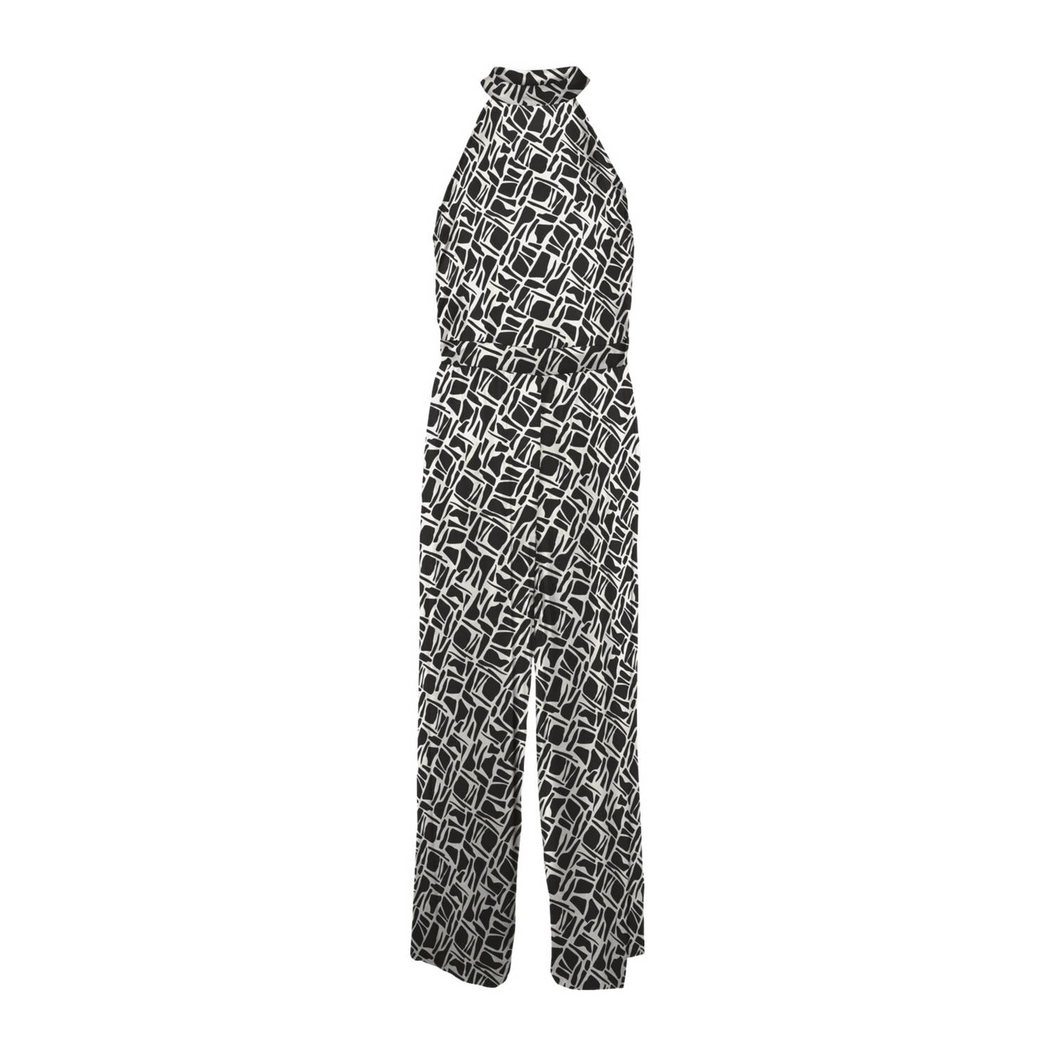 VERO MODA jumpsuit VMPAGE met all over print zwart wit