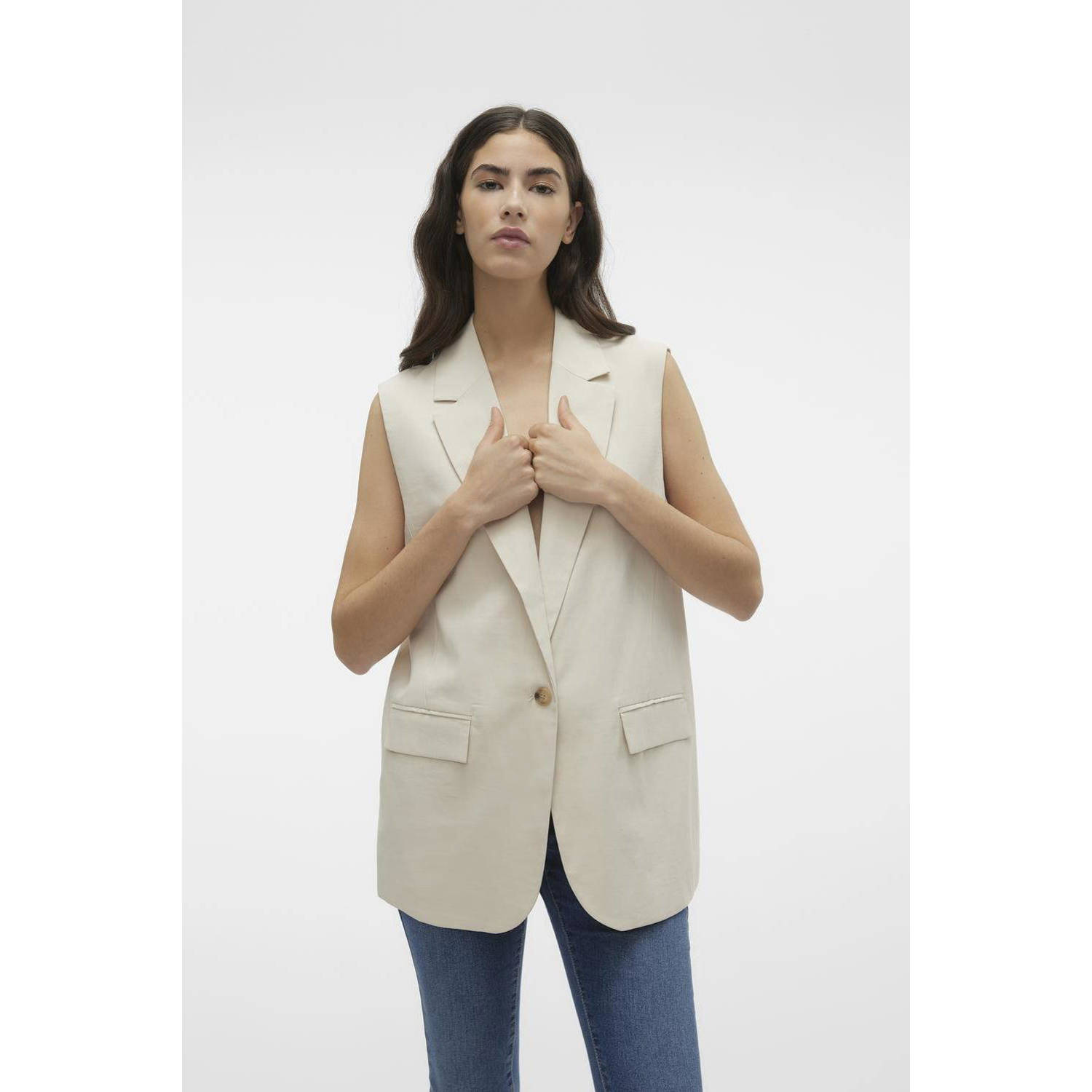 VERO MODA gilet VMCARMEN zand