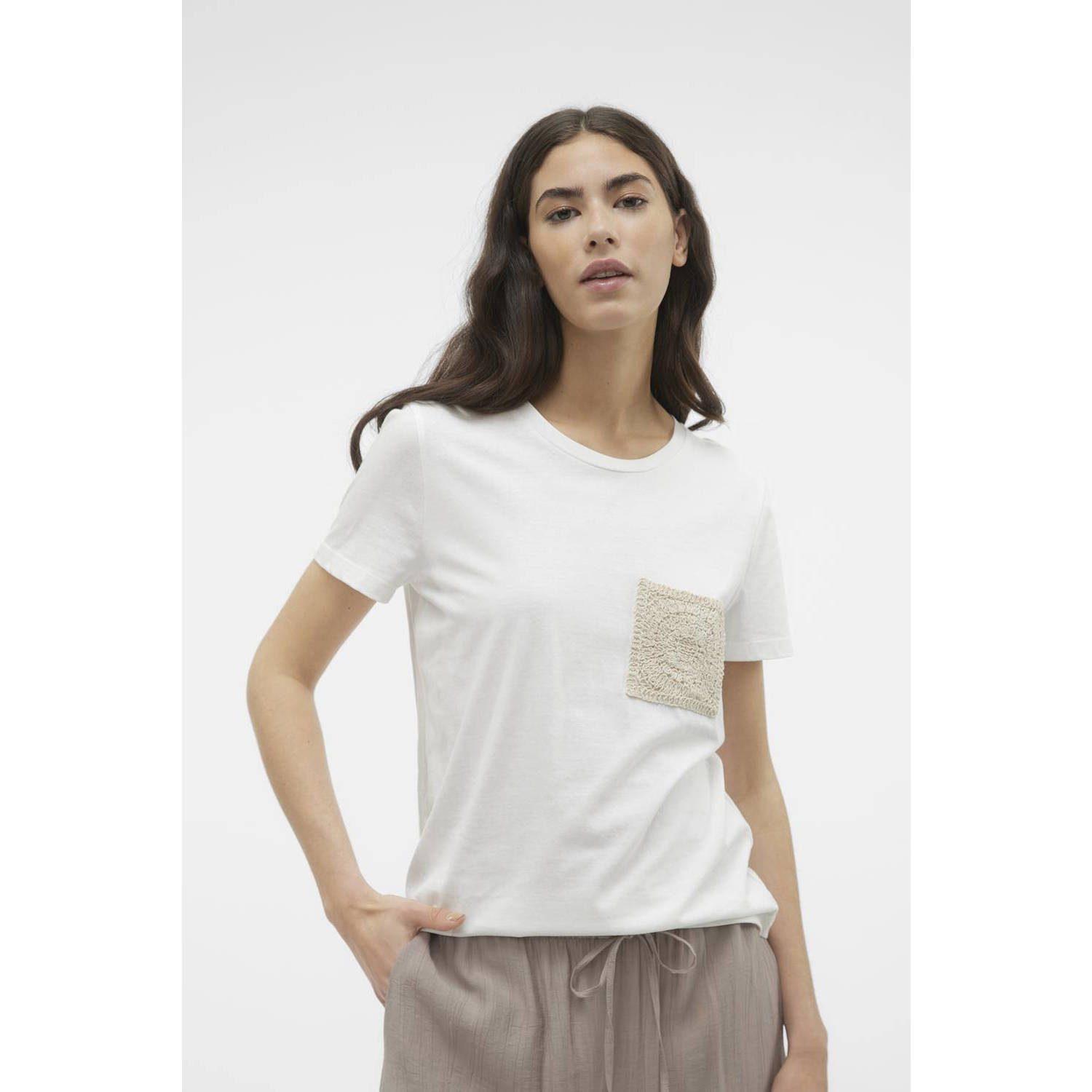 VERO MODA crochet T-shirt VMPHILIPA wit