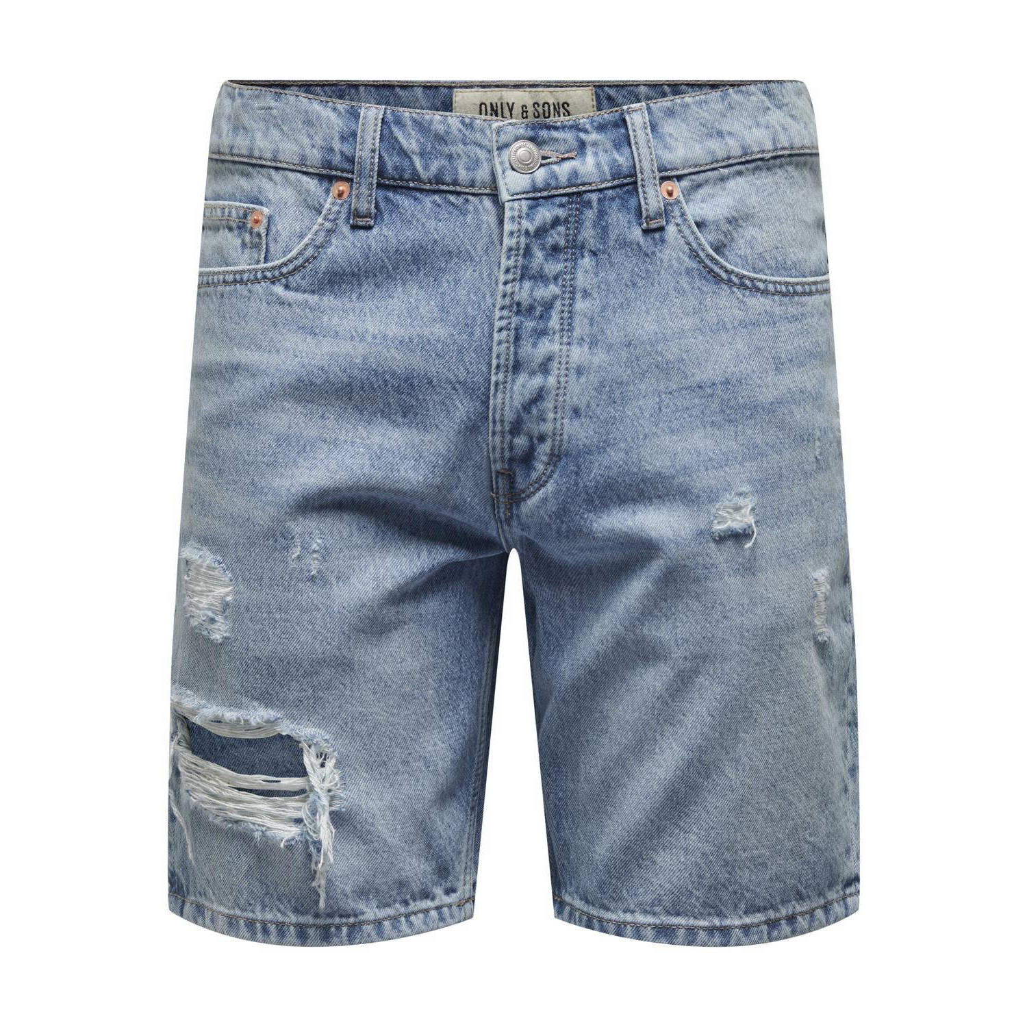 ONLY & SONS straight denim short ONSEDGE light blue denim