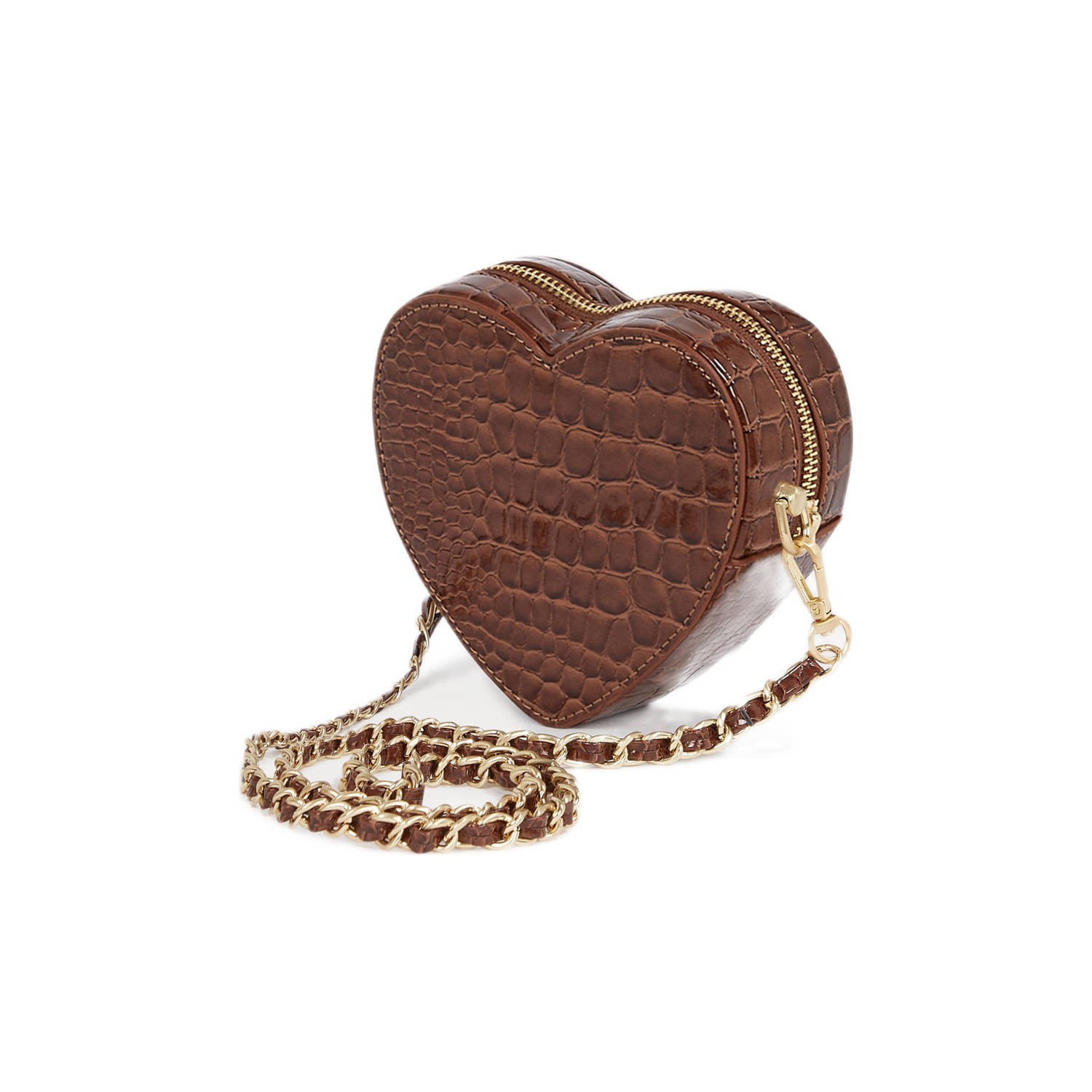 JOSH V crossbody tas met crocoprint Seffe bruin