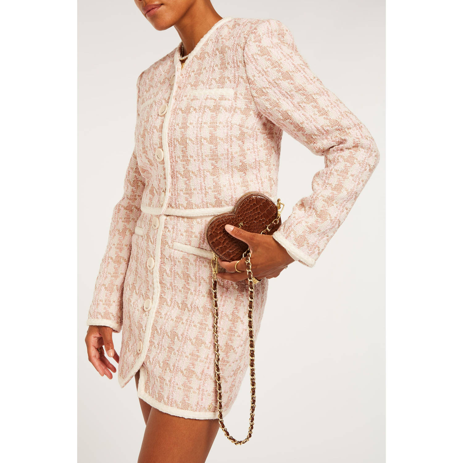 JOSH V crossbody tas met crocoprint Seffe bruin