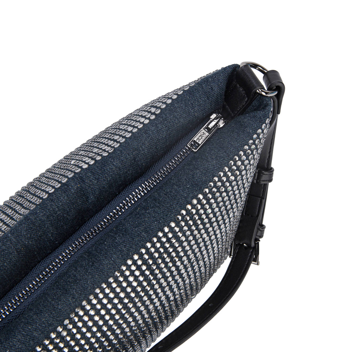 HVISK schoudertas met strass Gil donkerblauw
