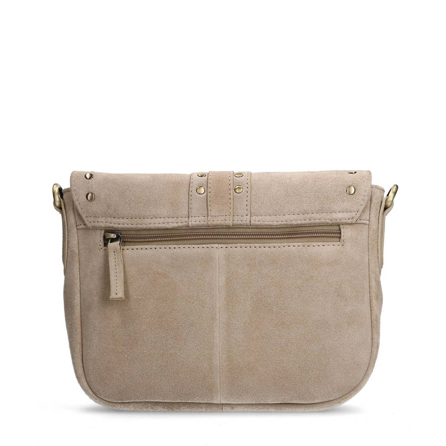Manfield suede crossbody tas beige