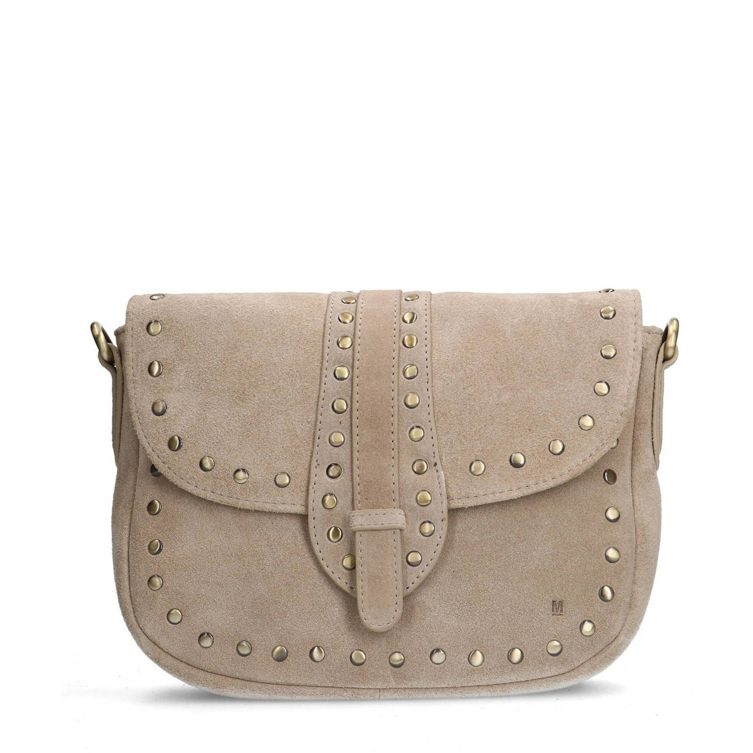 Manfield suede crossbody tas beige